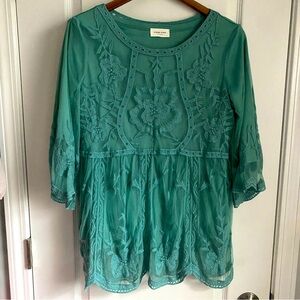 Turquoise/Blue green Orange Creek Los Angeles Lacey Blouse/Tunic